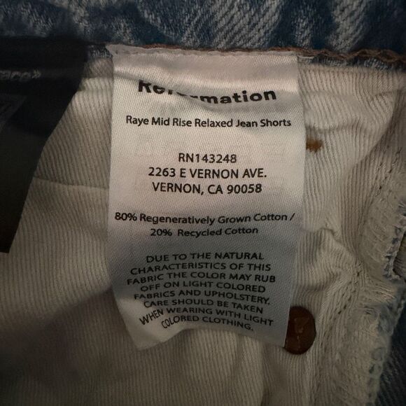 Reformation Raye Mid Rise Relaxed Jean Shorts 26 - Picture 9 of 12